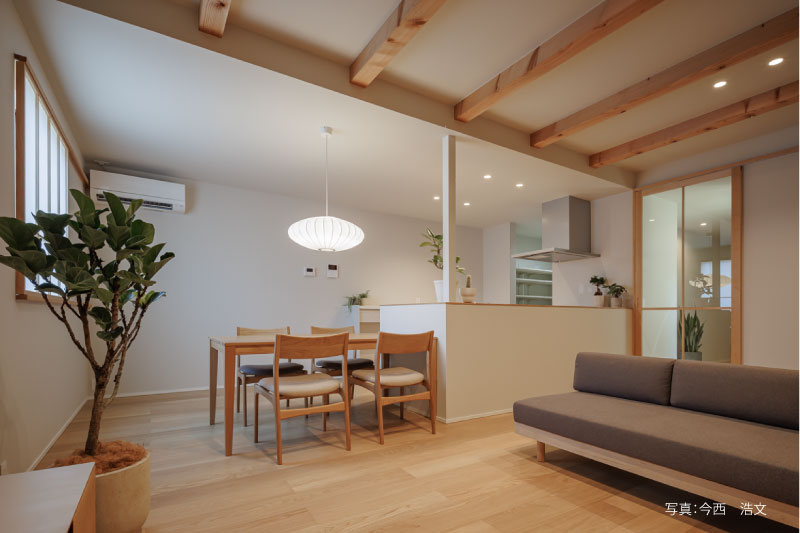 リビング引き戸とダイニング横の内障子